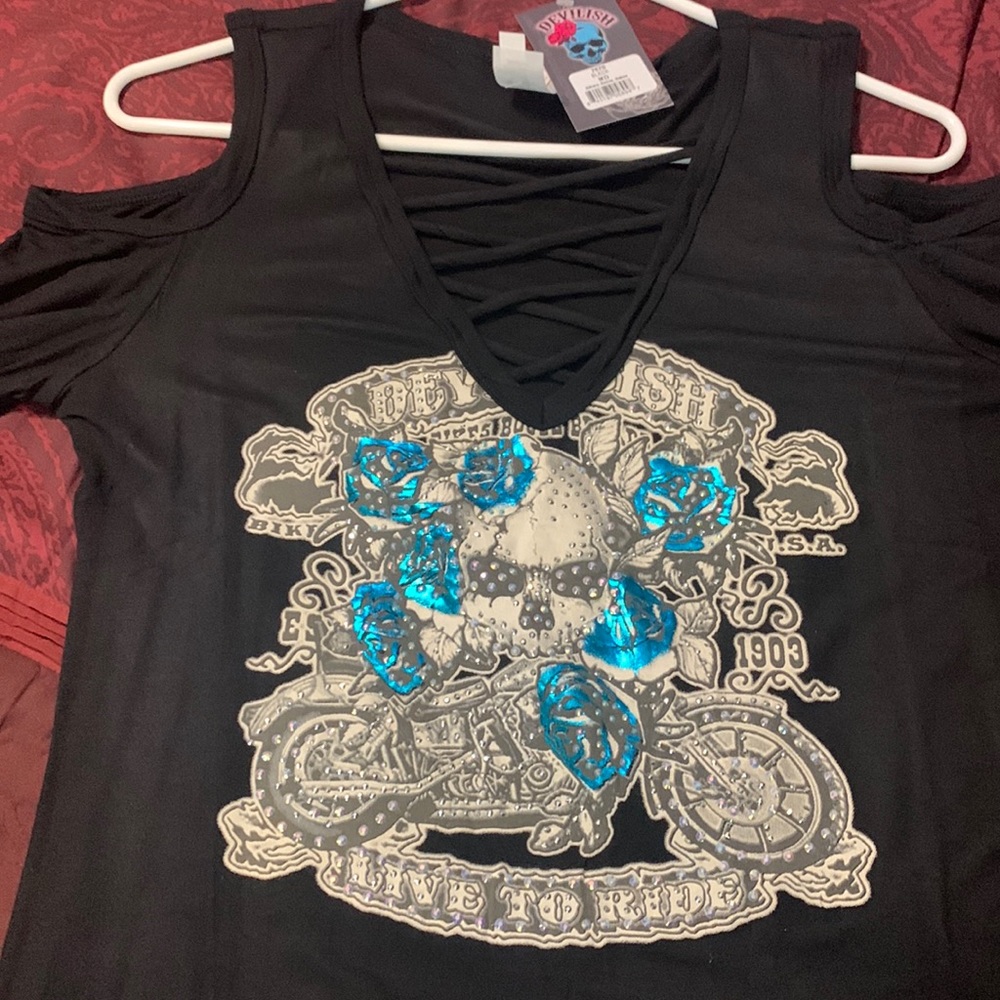 Liberty wear Blouse for women sexy biker motorcycle style tank shirt medium